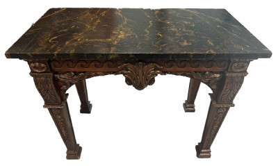 Antique Faux Marble Painted Top Console Table