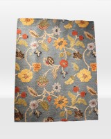 Peacock Blue and Marigold Floral Area Rug