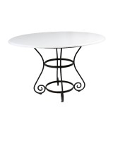 White Wood Table With Iron Base