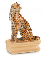 Porcelain Leopard On Column Right Decorative Sculp