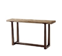 OAK PARQUETRY TOP CONSOLE TABLE.