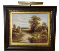 Framed Landscape Oil Painting with Light