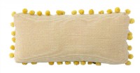 Custom Gold and Red Lumbar Pillow with Poms