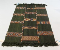 Green Colorfully Striped Dhurrie Rug