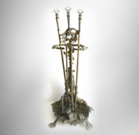 French Brass Fireplace Tool Set