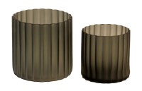 Grey Fluted Candle Vases