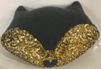 A Black & Gold Sparkle Cat Pillow