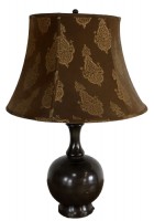 Brown Ceramic Gourd Lamp with Brown Shade
