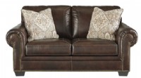 brown leather loveseat