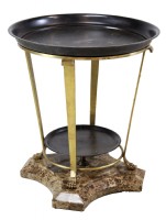 Marble Base Round Metal Tray End Table