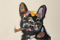 Frenchie Smoking Cigar Painting
