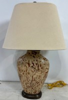 Oval Base Ceramic Lamp with Beige Silk Shade
