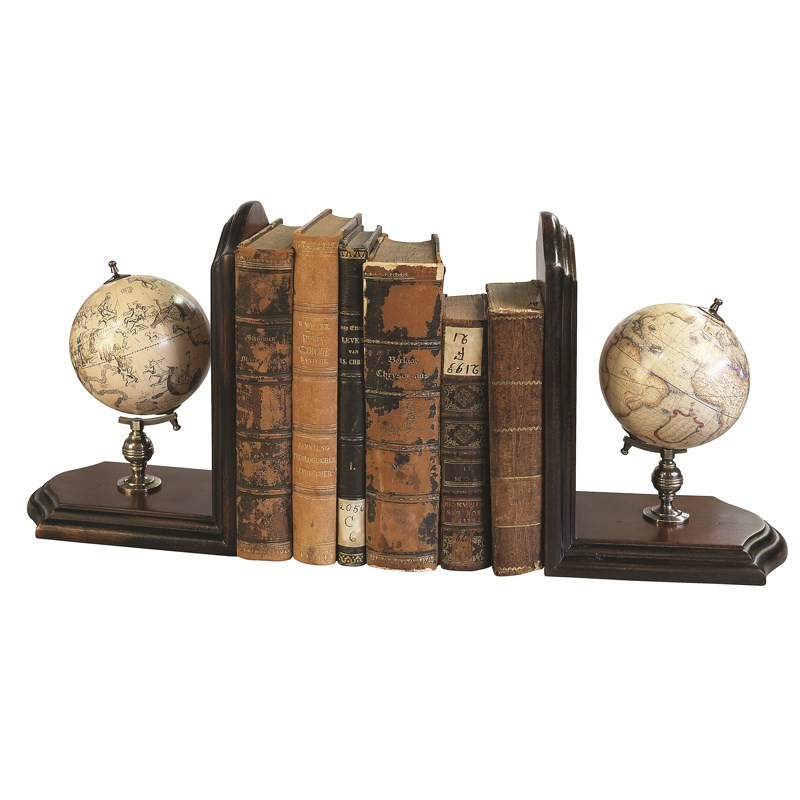 Globe Bookends with French Finish