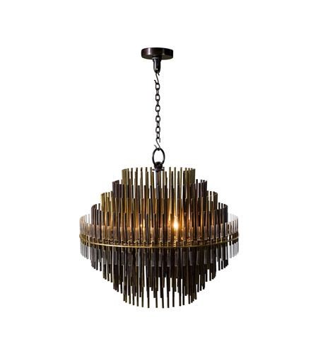 Brass Acrylic & Steel Chandelier