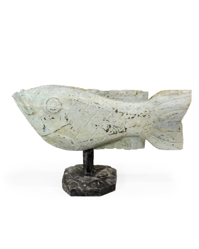 Carved Wood Fish w Base