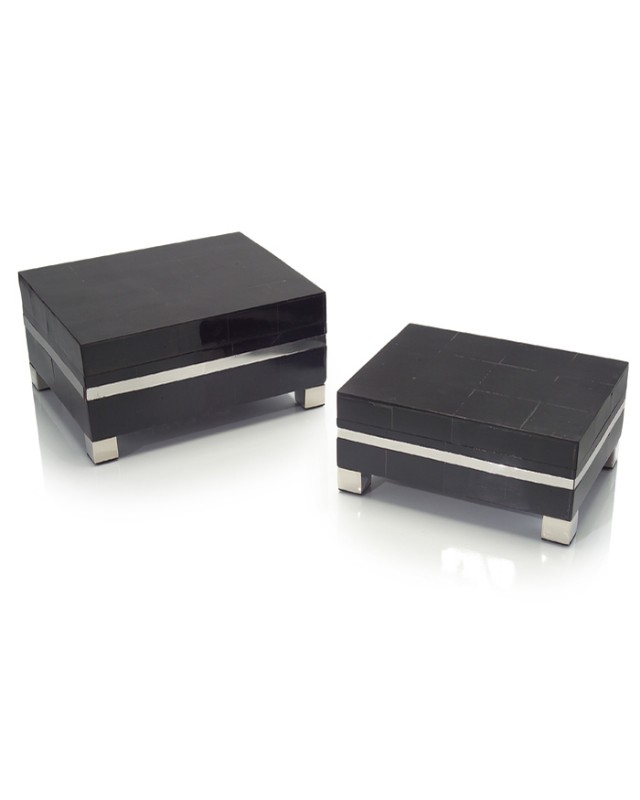 Set of 2 Black Horn Boxes