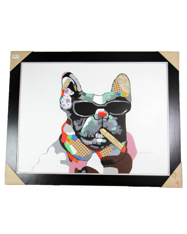 Mixed Media French Bulldog With Cigar