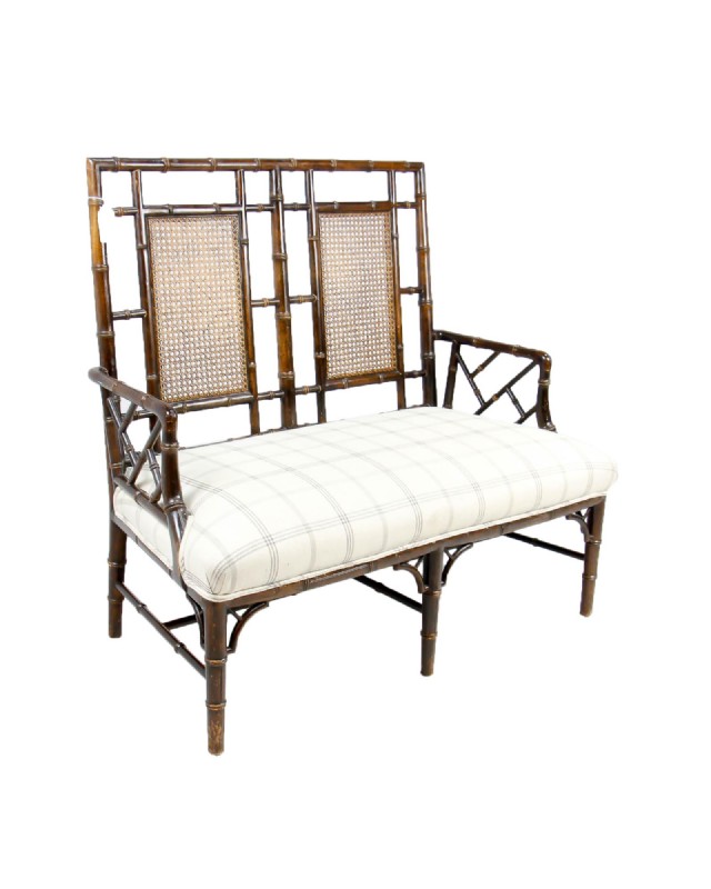 Antique Asian Faux Bamboo Bench