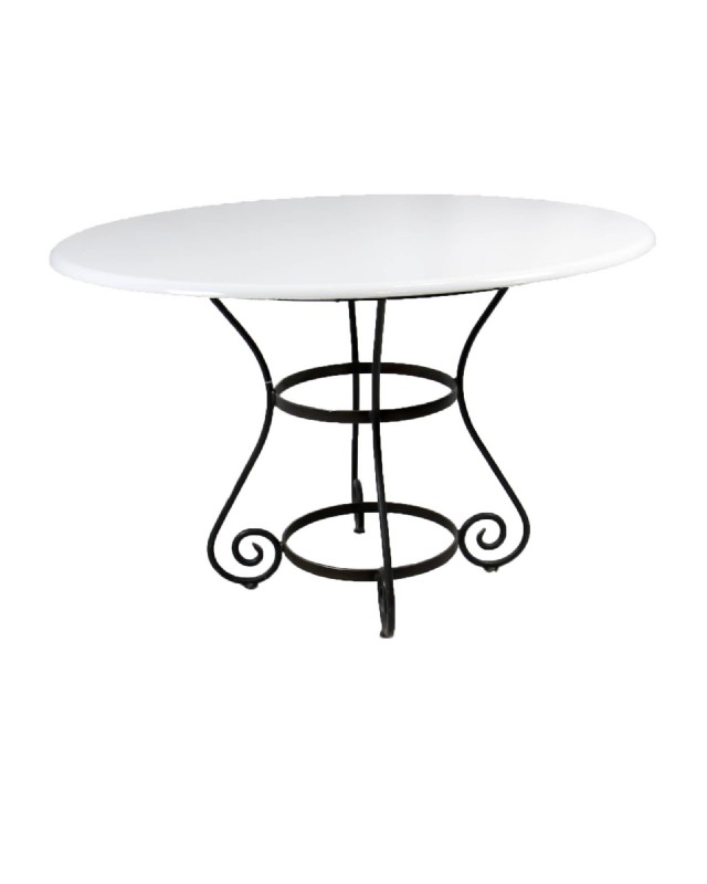 White Wood Table With Iron Base