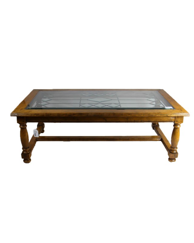 Clear stained glass top coffee table