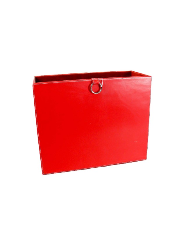 Red Leather Magazine Caddy