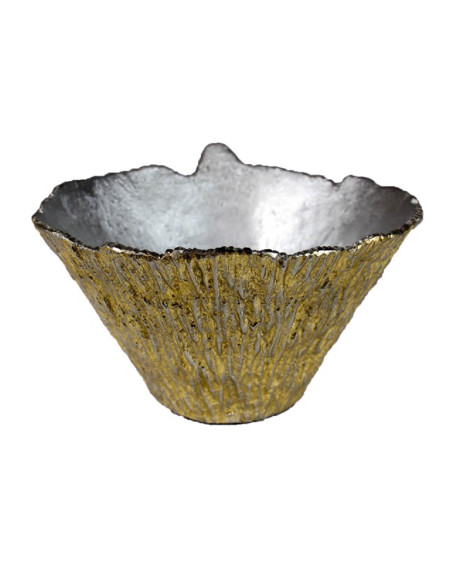 Nickel and Gold Bark Textured Bowl