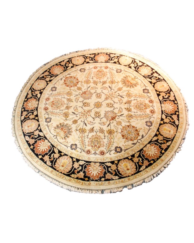 Round Floral Fringe Rug