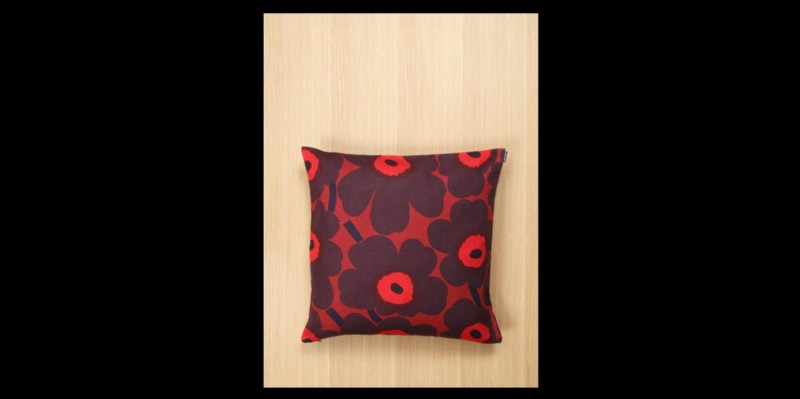 Pieni Unikko linen pillow cover-red & plum