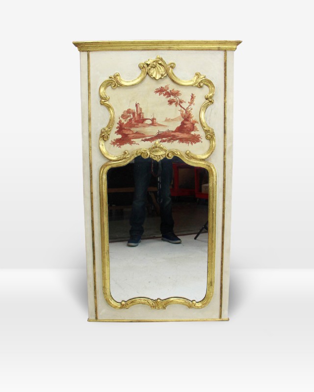 Italian Giltwood Trumeau Mirror