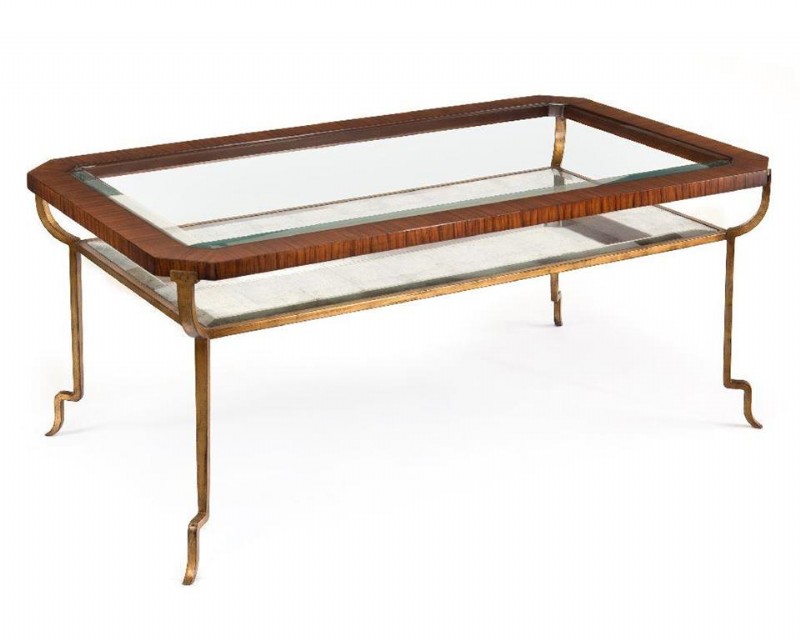 Cocktail Table- Glass & Rosewood (Priced As Is)