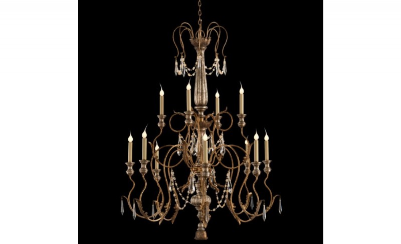 Twelve-Light Stately Crystal Chandelier