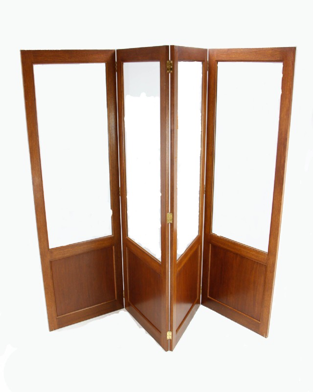 Custom Walnut Beveled Glass Room Divider