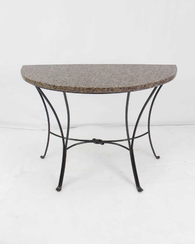 Granite Topped Demilune Console Table, Granite Console Table