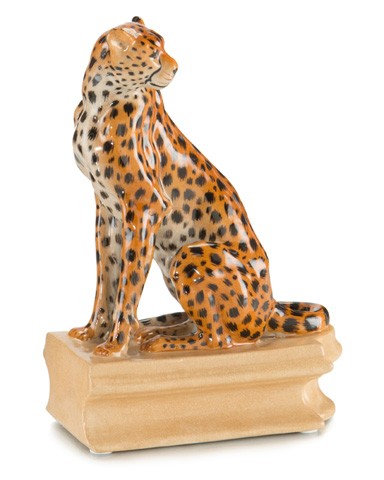 Porcelain Leopard On Column Right Decorative Sculp