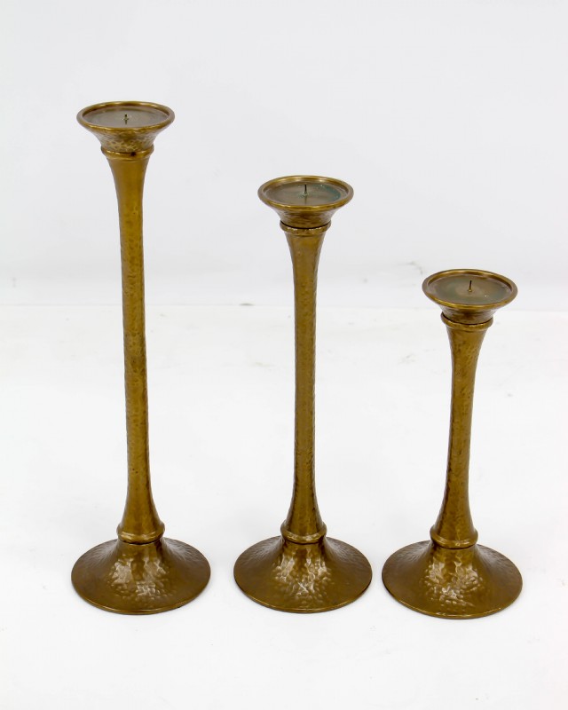 Arteriors Hammered Brass 3PC Candleholder Set