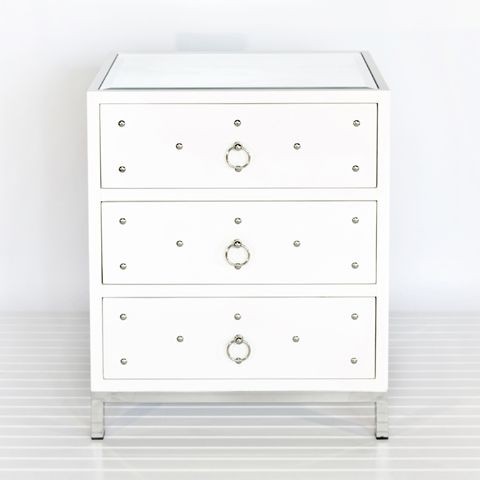 White lacquer 3 draw nightstand