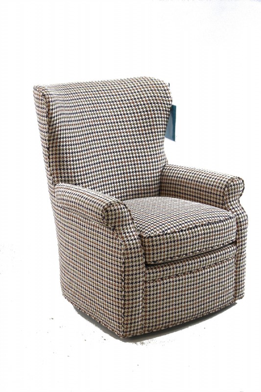 Flared Arm Upholstered Swivel Armchair