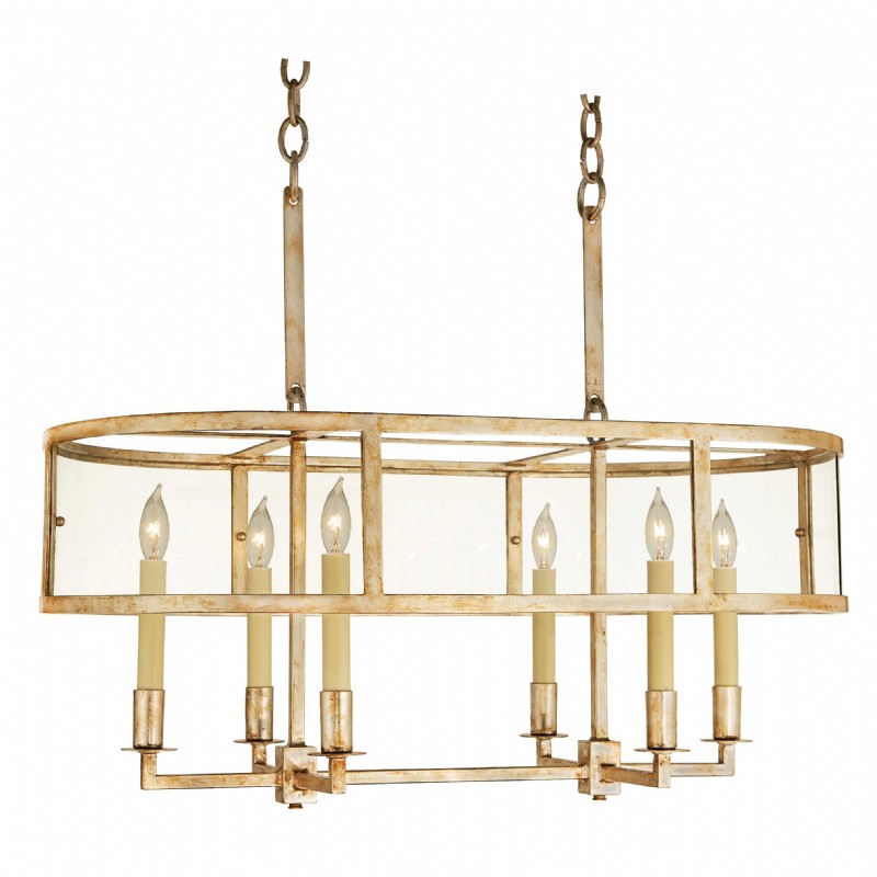 Curved Glass 6 Light Chandelier