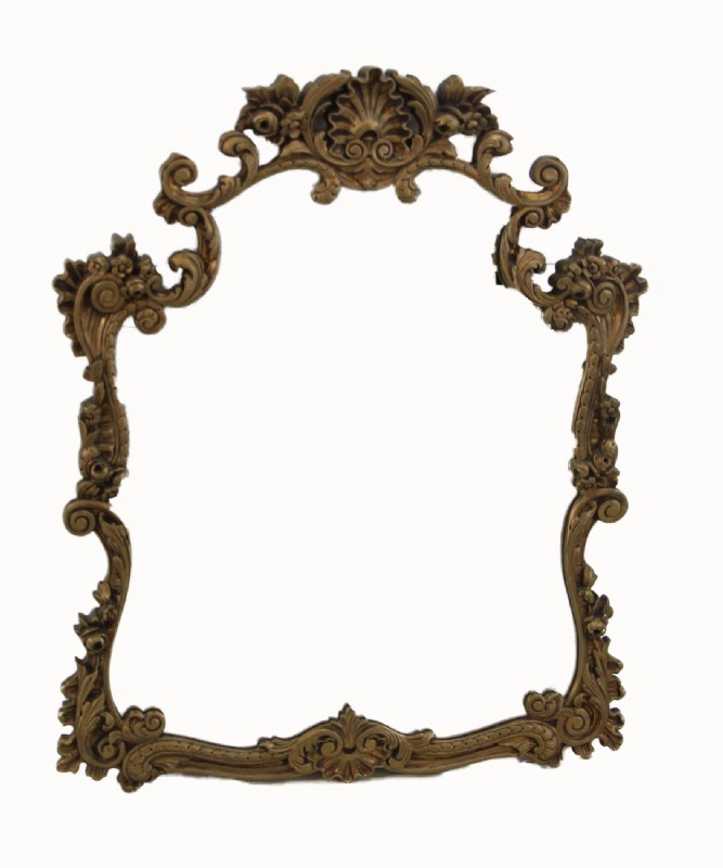 Antique scrolled framed wall mirror