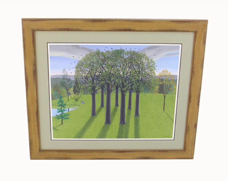 Birds , Water,trees & grass print