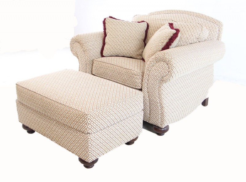 Upholstered Arm Chair & Ottoman