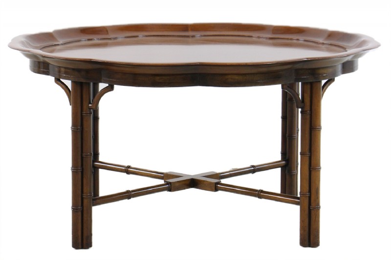 Scalloped Edge Cherry Cocktail Table