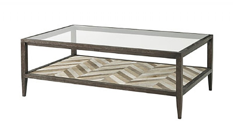 Glass Top Bull Hide Cocktail Table