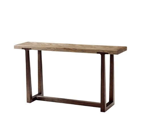 OAK PARQUETRY TOP CONSOLE TABLE.