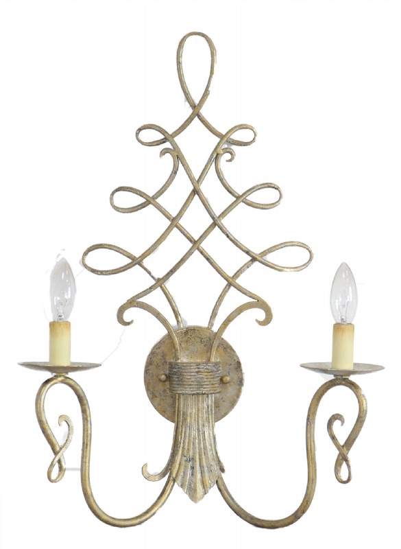 Two Light Metal Scroll Wall Sconce