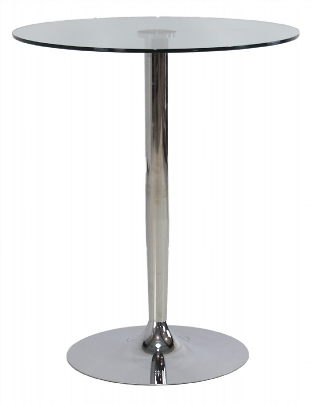 Glass Top Chrome Base Pub Table