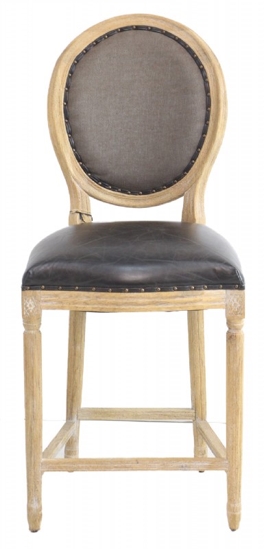 Wooden Frame Leather Seat Barstool