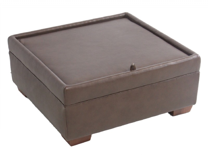 Brown Leather Storage Ottoman
