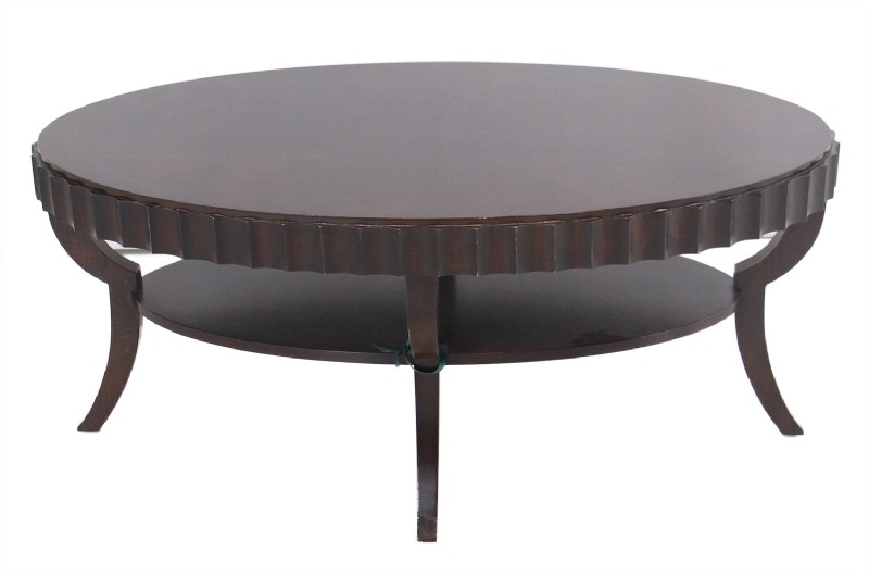 Mahogany Tone Scalloped Edge Cocktail Table
