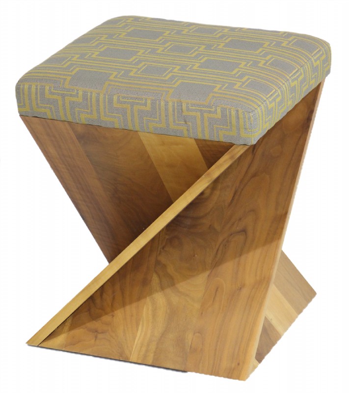 American Leather Upholstered Wooden Stool